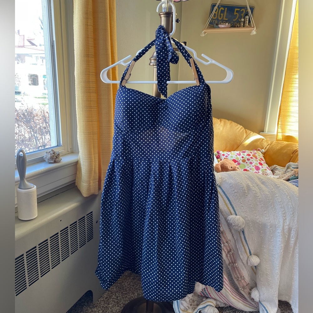 Polka dot vintage style halter sun dress